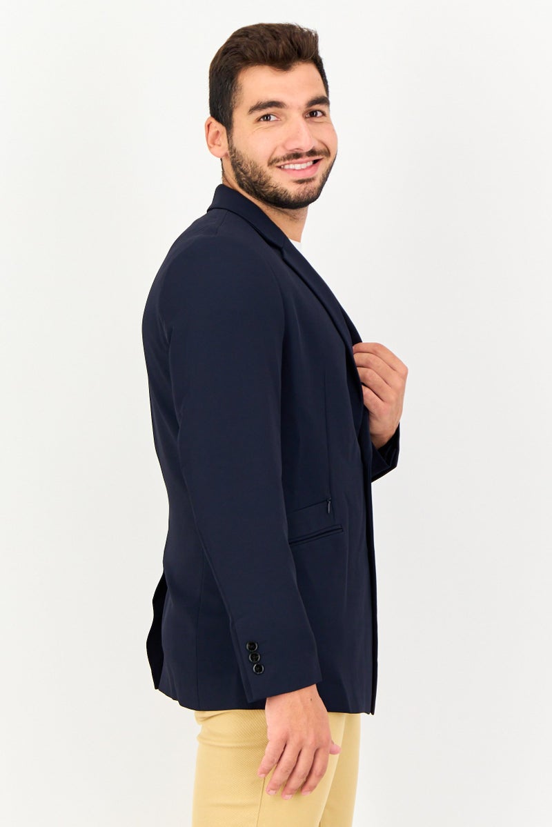 SELECTED Men Regular Fit Plan Long Sleeve Casual Blazer, Navy - Image 4